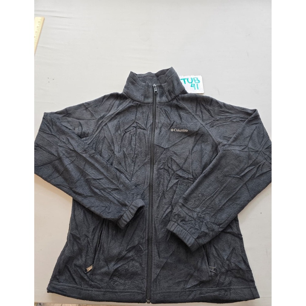 Columbia Womens Medium Gray Full Zip Fleece Jacket Mock Neck Outdoor Layering